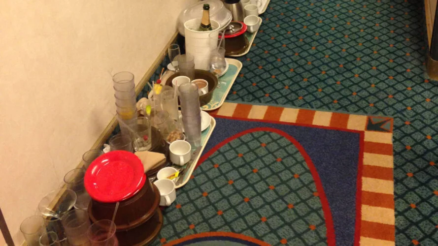 dishes in hallway